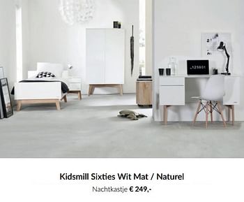 Aanbiedingen Kidsmill sixties wit mat - naturel nachtkastje - Kidsmill - Geldig van 16/11/2021 tot 13/12/2021 bij Babypark