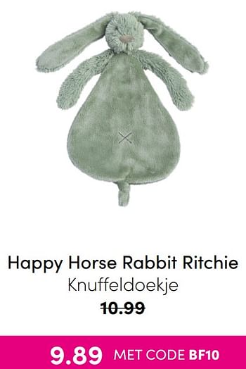 Aanbiedingen Happy horse rabbit ritchie knuffeldoekje - Happy Horse - Geldig van 21/11/2021 tot 28/11/2021 bij Baby & Tiener Megastore