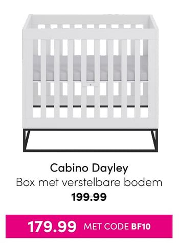 Aanbiedingen Cabino dayley box met verstelbare bodem - Cabino - Geldig van 21/11/2021 tot 28/11/2021 bij Baby & Tiener Megastore