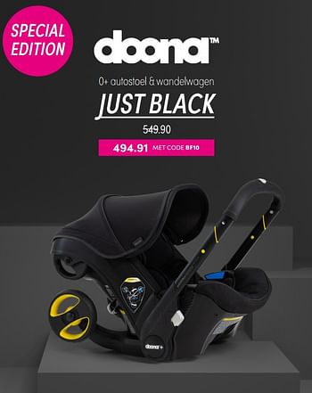 Aanbiedingen Doona 0+ autostoel + wandelwagen just black - Doona - Geldig van 21/11/2021 tot 28/11/2021 bij Baby & Tiener Megastore