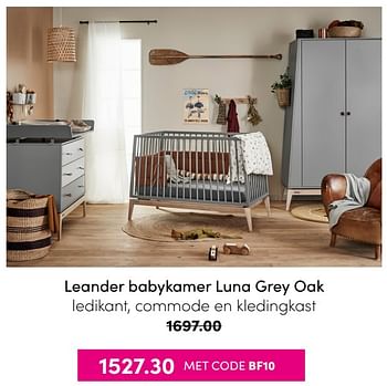 Aanbiedingen Leander babykamer luna grey oak - Leander - Geldig van 21/11/2021 tot 28/11/2021 bij Baby & Tiener Megastore
