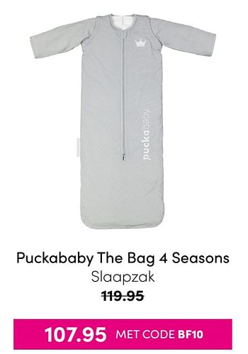 Aanbiedingen Puckababy the bag 4 seasons slaapzak - Puckababy - Geldig van 21/11/2021 tot 28/11/2021 bij Baby & Tiener Megastore
