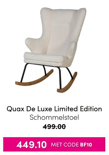 Aanbiedingen Quax de luxe limited edition schommelstoel - Quax - Geldig van 21/11/2021 tot 28/11/2021 bij Baby & Tiener Megastore