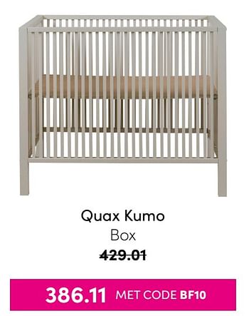 Aanbiedingen Quax kumo box - Quax - Geldig van 21/11/2021 tot 28/11/2021 bij Baby & Tiener Megastore