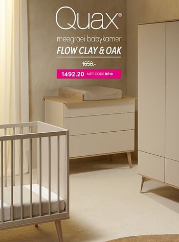 Aanbiedingen Quax meegroei babykamer flow clay + oak - Quax - Geldig van 21/11/2021 tot 28/11/2021 bij Baby & Tiener Megastore