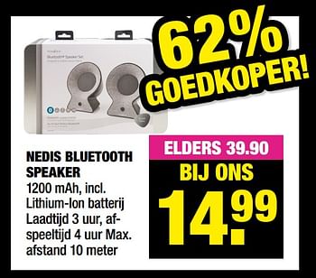 Aanbiedingen Nedis bluetooth speaker - Nedis - Geldig van 22/11/2021 tot 05/12/2021 bij Big Bazar