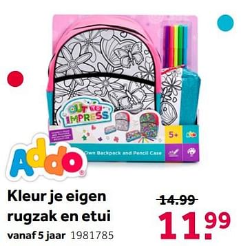 Aanbiedingen Kleur je eigen rugzak en etui - Addo - Geldig van 02/10/2021 tot 05/12/2021 bij Intertoys