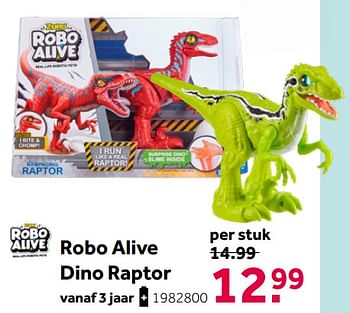 Aanbiedingen Robo alive dino raptor - Zuru - Geldig van 02/10/2021 tot 05/12/2021 bij Intertoys