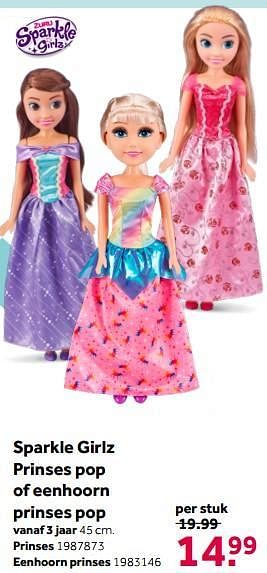 Aanbiedingen Sparkle girlz prinses pop of eenhoorn prinses pop prinses - Zuru - Geldig van 02/10/2021 tot 05/12/2021 bij Intertoys