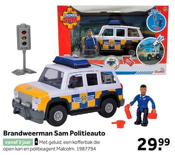 Aanbiedingen Brandweerman sam politieauto - Simba - Geldig van 02/10/2021 tot 05/12/2021 bij Intertoys