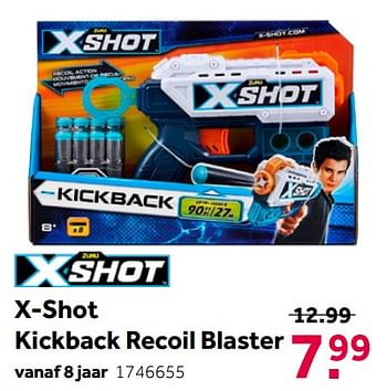 Aanbiedingen X-shot kickback recoil blaster - Zuru - Geldig van 02/10/2021 tot 05/12/2021 bij Intertoys