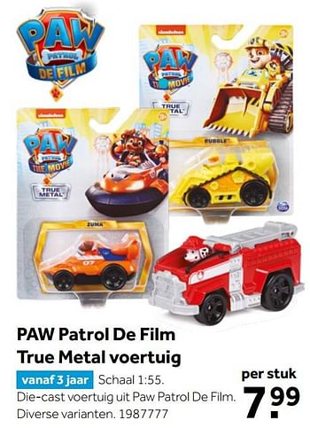 Aanbiedingen Paw patrol de film true metal voertuig - Spin Master - Geldig van 02/10/2021 tot 05/12/2021 bij Intertoys