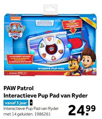 Aanbiedingen Paw patrol interactieve pup pad van ryder - Spin Master - Geldig van 02/10/2021 tot 05/12/2021 bij Intertoys