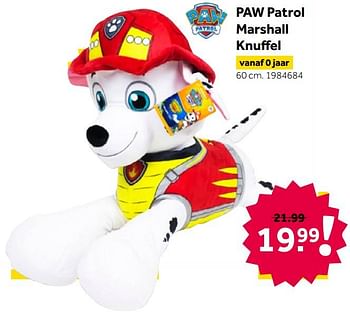 Aanbiedingen Paw patrol marshall knuffel - Spin Master - Geldig van 02/10/2021 tot 05/12/2021 bij Intertoys