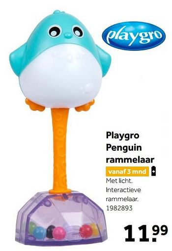 Aanbiedingen Playgro penguin rammelaar - Playgro - Geldig van 02/10/2021 tot 05/12/2021 bij Intertoys