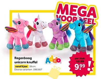 Aanbiedingen Regenboog unicorn knuffel - Addo - Geldig van 02/10/2021 tot 05/12/2021 bij Intertoys