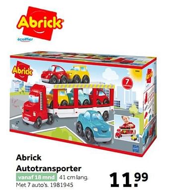 Aanbiedingen Abrick autotransporter - Abrick - Geldig van 02/10/2021 tot 05/12/2021 bij Intertoys
