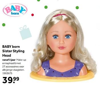 Aanbiedingen Baby born sister styling head - Baby Born - Geldig van 02/10/2021 tot 05/12/2021 bij Intertoys