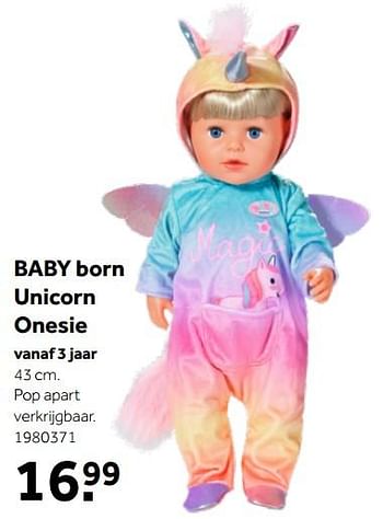 Aanbiedingen Baby born unicorn onesie - Baby Born - Geldig van 02/10/2021 tot 05/12/2021 bij Intertoys