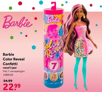 Aanbiedingen Barbie color reveal confetti - Mattel - Geldig van 02/10/2021 tot 05/12/2021 bij Intertoys