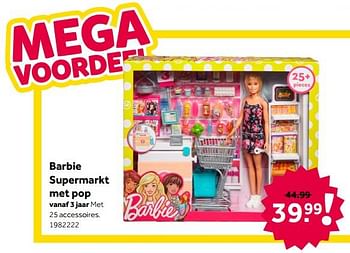 Aanbiedingen Barbie supermarkt met pop - Mattel - Geldig van 02/10/2021 tot 05/12/2021 bij Intertoys