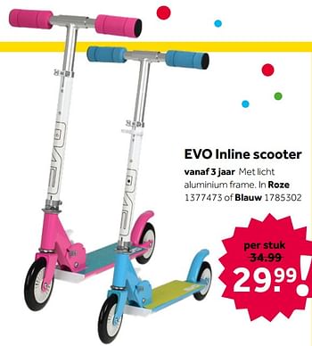 Aanbiedingen Evo inline scooter roze - Evo - Geldig van 02/10/2021 tot 05/12/2021 bij Intertoys