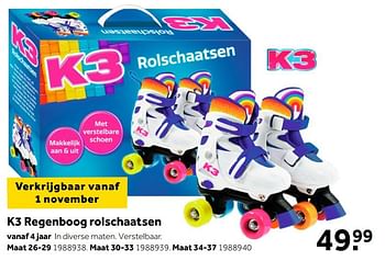 Aanbiedingen K3 regenboog rolschaatsen - K3 - Geldig van 02/10/2021 tot 05/12/2021 bij Intertoys