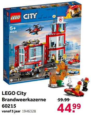 Aanbiedingen Lego city brandweerkazerne 60215 - Lego - Geldig van 02/10/2021 tot 05/12/2021 bij Intertoys