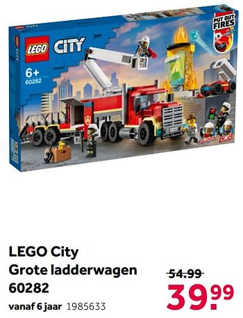 Aanbiedingen Lego city grote ladderwagen 60282 - Lego - Geldig van 02/10/2021 tot 05/12/2021 bij Intertoys