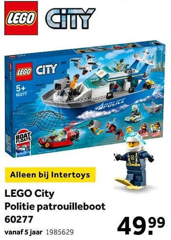 Aanbiedingen Lego city politie patrouilleboot 60277 - Lego - Geldig van 02/10/2021 tot 05/12/2021 bij Intertoys