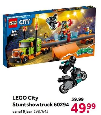 Aanbiedingen Lego city stuntshowtruck 60294 - Lego - Geldig van 02/10/2021 tot 05/12/2021 bij Intertoys