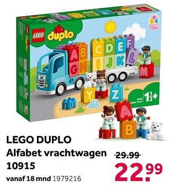 Aanbiedingen Lego duplo alfabet vrachtwagen 10915 - Lego - Geldig van 02/10/2021 tot 05/12/2021 bij Intertoys