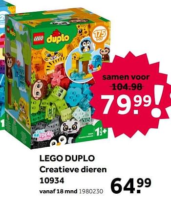 Aanbiedingen Lego duplo creatieve dieren 10934 - Lego - Geldig van 02/10/2021 tot 05/12/2021 bij Intertoys