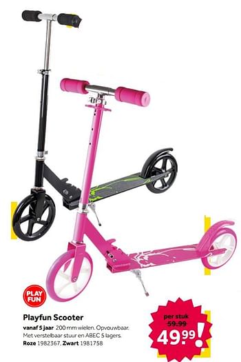Aanbiedingen Playfun scooter roze - Playfun - Geldig van 02/10/2021 tot 05/12/2021 bij Intertoys