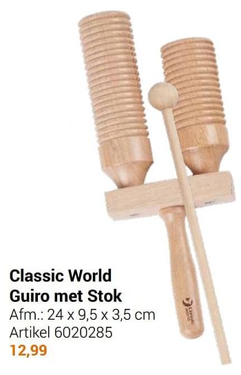 Aanbiedingen Classic world guiro met stok - Classic World - Geldig van 22/09/2021 tot 05/12/2021 bij Lobbes