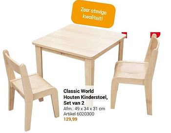 Aanbiedingen Classic world houten kinderstoel set van 2 - Classic World - Geldig van 22/09/2021 tot 05/12/2021 bij Lobbes