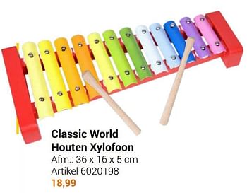 Aanbiedingen Classic world houten xylofoon - Classic World - Geldig van 22/09/2021 tot 05/12/2021 bij Lobbes