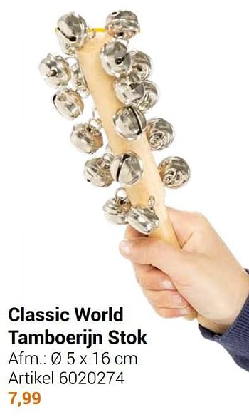 Aanbiedingen Classic world tamboerijn stok - Classic World - Geldig van 22/09/2021 tot 05/12/2021 bij Lobbes