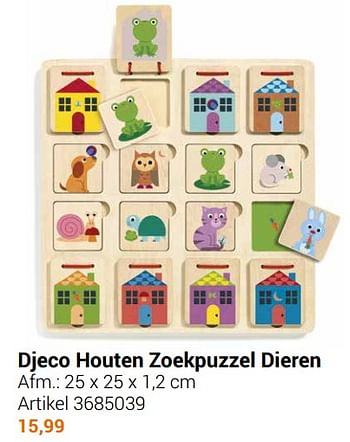 Aanbiedingen Djeco houten zoekpuzzel dieren - Djeco - Geldig van 22/09/2021 tot 05/12/2021 bij Lobbes