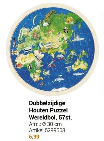Aanbiedingen Dubbelzijdige houten puzzel wereldbol - Goki - Geldig van 22/09/2021 tot 05/12/2021 bij Lobbes