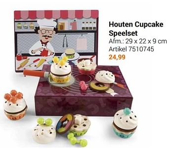 Aanbiedingen Houten cupcake speelset - Geldig van 22/09/2021 tot 05/12/2021 bij Lobbes