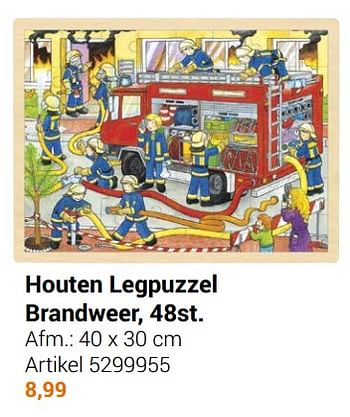 Aanbiedingen Houten legpuzzel brandweer - Goki - Geldig van 22/09/2021 tot 05/12/2021 bij Lobbes