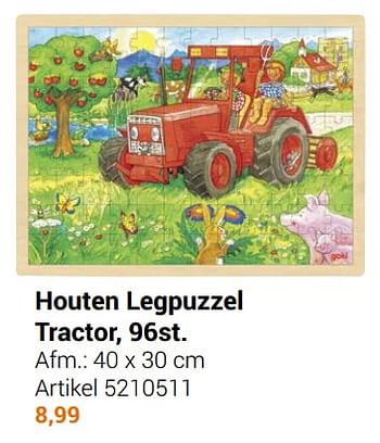 Aanbiedingen Houten legpuzzel tractor - Goki - Geldig van 22/09/2021 tot 05/12/2021 bij Lobbes
