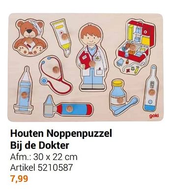 Aanbiedingen Houten noppenpuzzel bij de dokter - Goki - Geldig van 22/09/2021 tot 05/12/2021 bij Lobbes