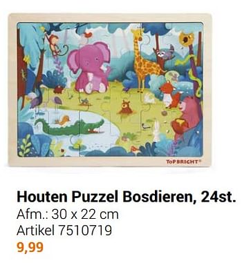 Aanbiedingen Houten puzzel bosdieren - Geldig van 22/09/2021 tot 05/12/2021 bij Lobbes
