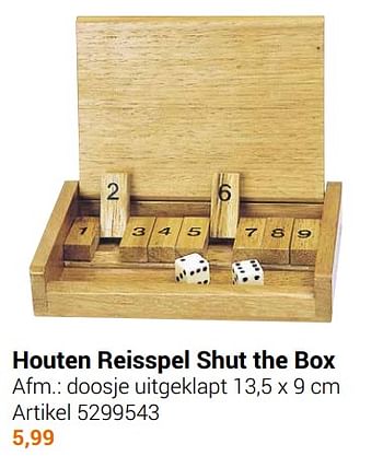 Aanbiedingen Houten reisspel shut the box - Goki - Geldig van 22/09/2021 tot 05/12/2021 bij Lobbes