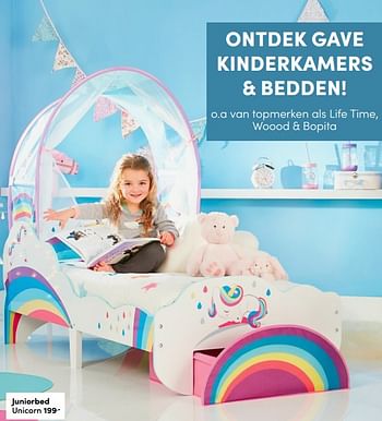 Aanbiedingen Juniorbed unicorn - Huismerk - Baby &amp; Tiener Megastore - Geldig van 28/11/2021 tot 04/12/2021 bij Baby & Tiener Megastore