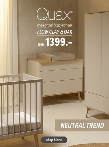 Aanbiedingen Quax meegroei babykamer flow clay + oak - Quax - Geldig van 28/11/2021 tot 04/12/2021 bij Baby & Tiener Megastore