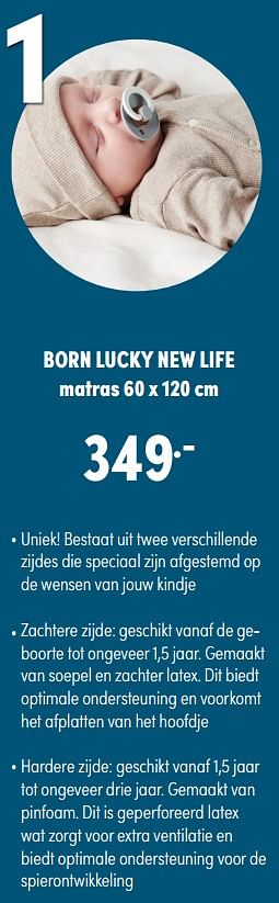 Aanbiedingen Born lucky new life matras - Born Lucky - Geldig van 28/11/2021 tot 04/12/2021 bij Baby & Tiener Megastore