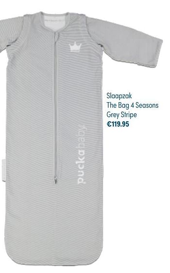 Aanbiedingen Slaapzak the bag 4 seasons grey stripe - Puckababy - Geldig van 28/11/2021 tot 04/12/2021 bij Baby & Tiener Megastore